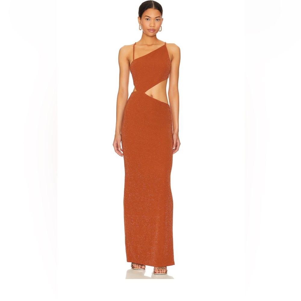 Lovers + Friends One Shoulder Rust Dress